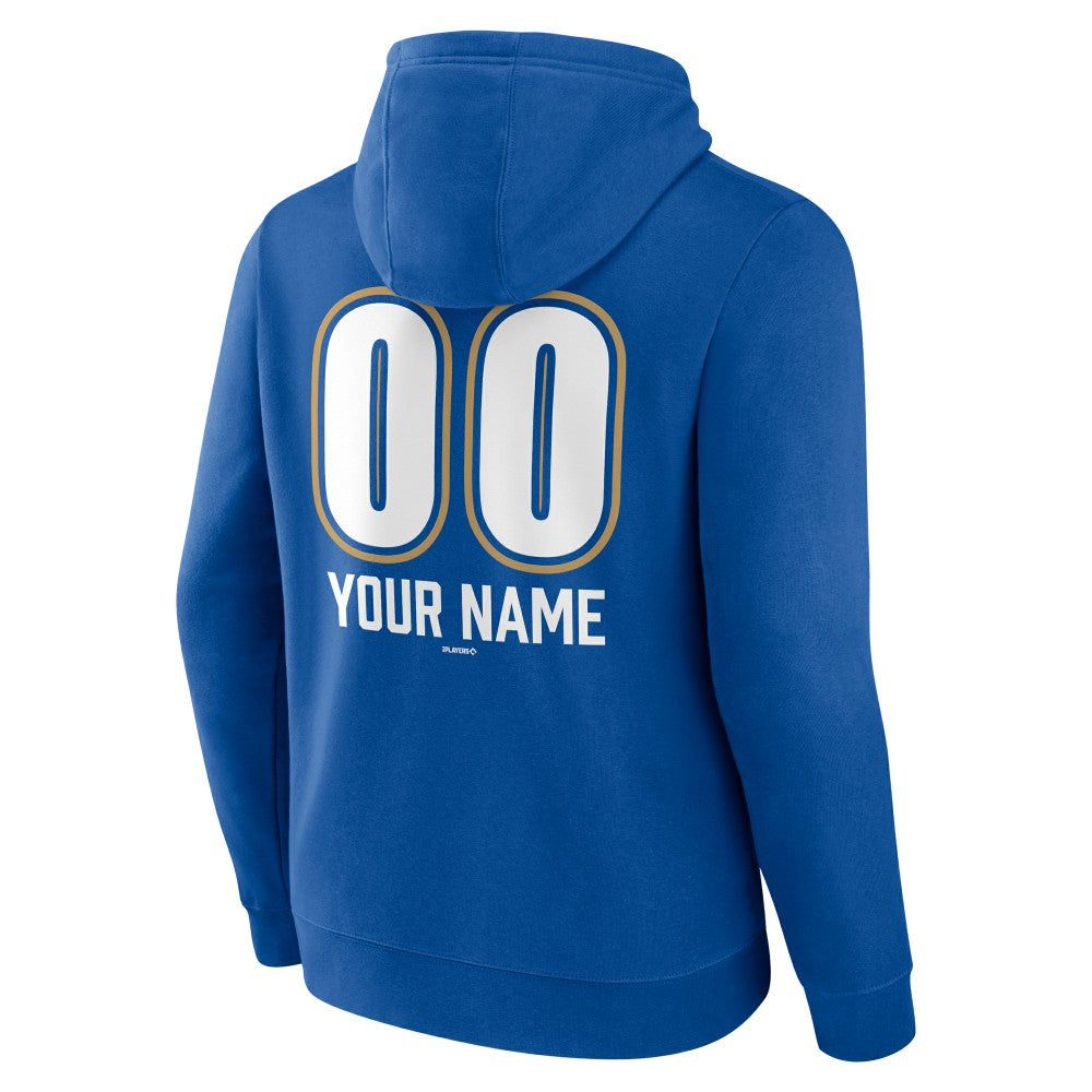 Kansas City Royals Personalized Name & Number Fastball Pullover Hoodie Royal
