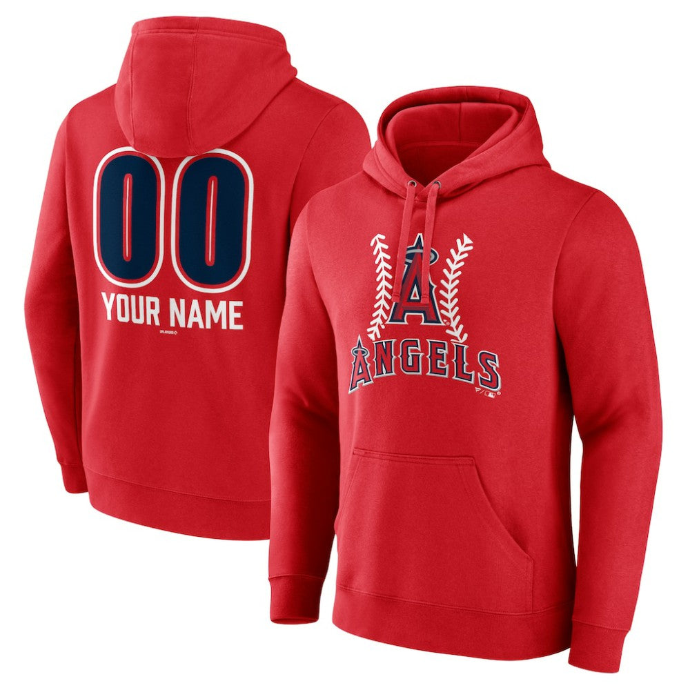 Los Angeles Angels Personalized Name & Number Fastball Pullover Hoodie Red