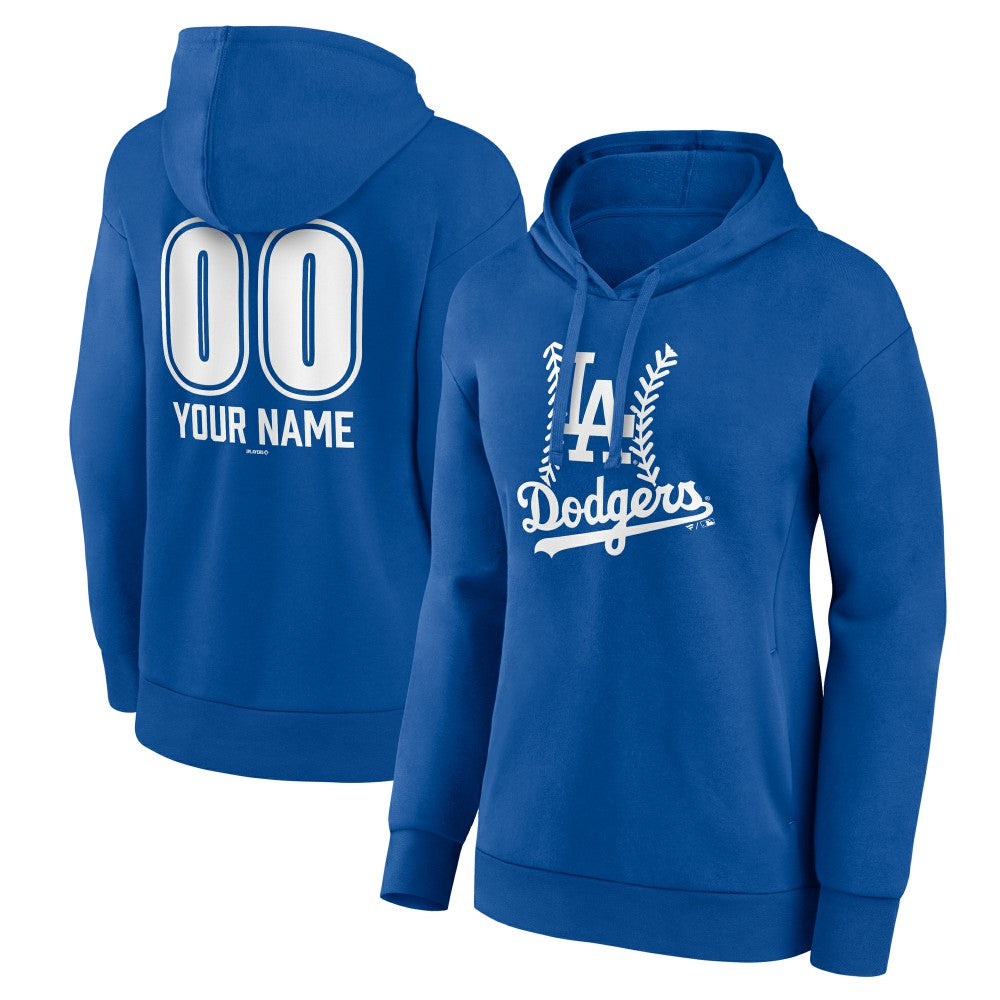 Los Angeles Dodgers Women's Personalized Name & Number Fastball Pullover Hoodie Royal