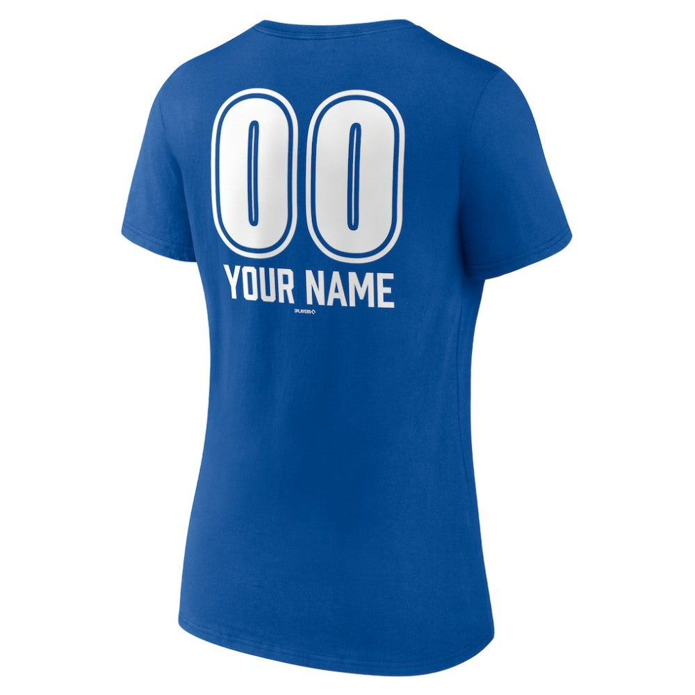 Los Angeles Dodgers Women's Personalized Name & Number Fastball V-Neck T-Shirt Royal
