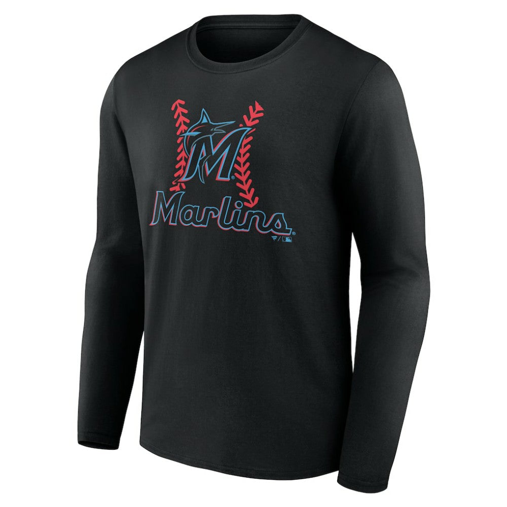 Miami Marlins Personalized Name & Number Fastball Long Sleeve T-Shirt Black