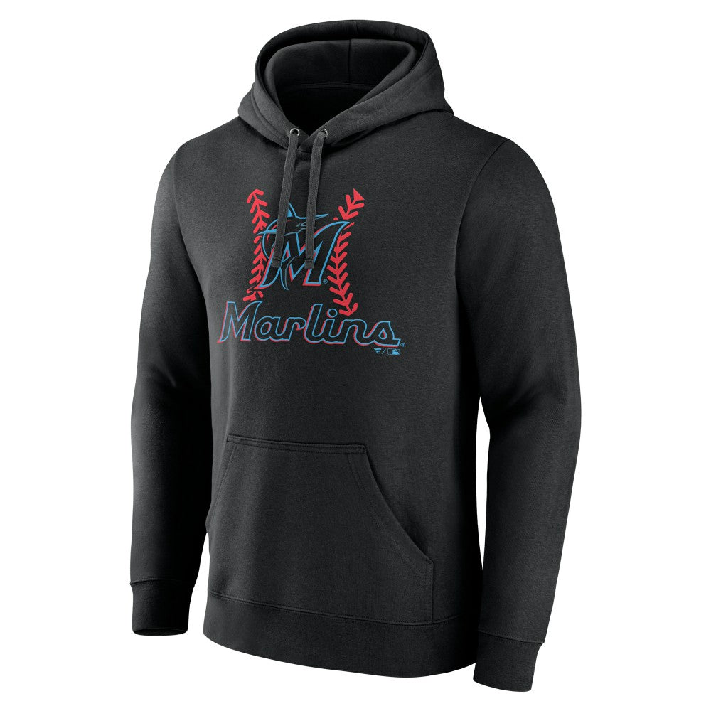 Miami Marlins Personalized Name & Number Fastball Pullover Hoodie Black