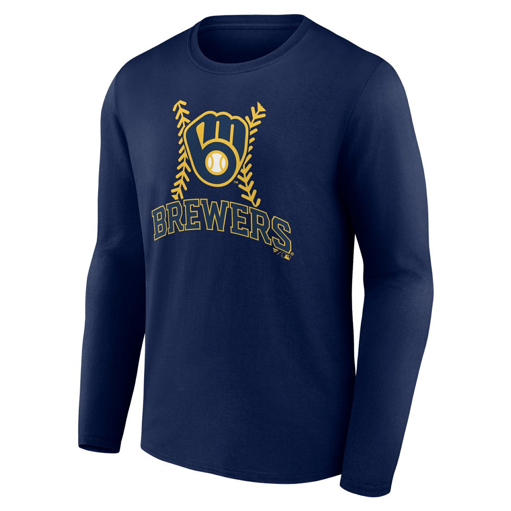 Milwaukee Brewers Personalized Name & Number Fastball Long Sleeve T-Shirt Navy