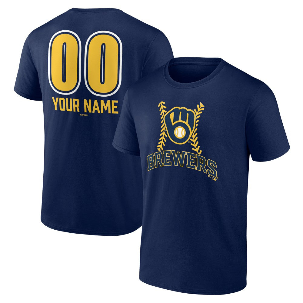 Milwaukee Brewers Personalized Name & Number Fastball T-Shirt Navy