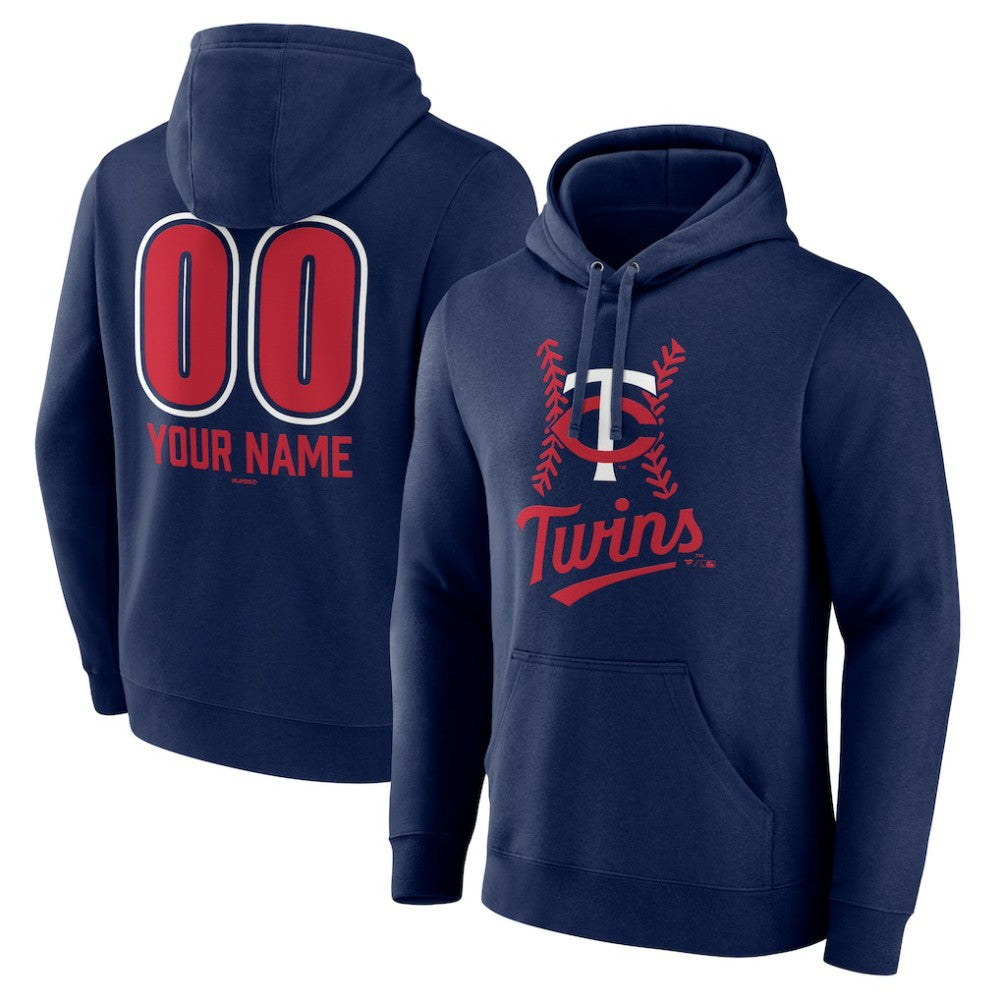 Minnesota Twins Personalized Name & Number Fastball Pullover Hoodie Navy