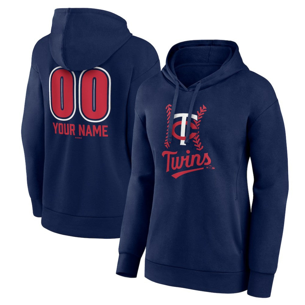 Minnesota Twins Women's Personalized Name & Number Fastball Pullover Hoodie Navy
