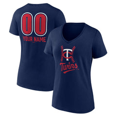 Minnesota Twins Women's Personalized Name & Number Fastball V-Neck T-Shirt Navy