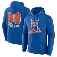 New York Mets Personalized Name & Number Fastball Pullover Hoodie Royal