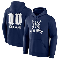 New York Yankees Personalized Name & Number Fastball Pullover Hoodie Navy