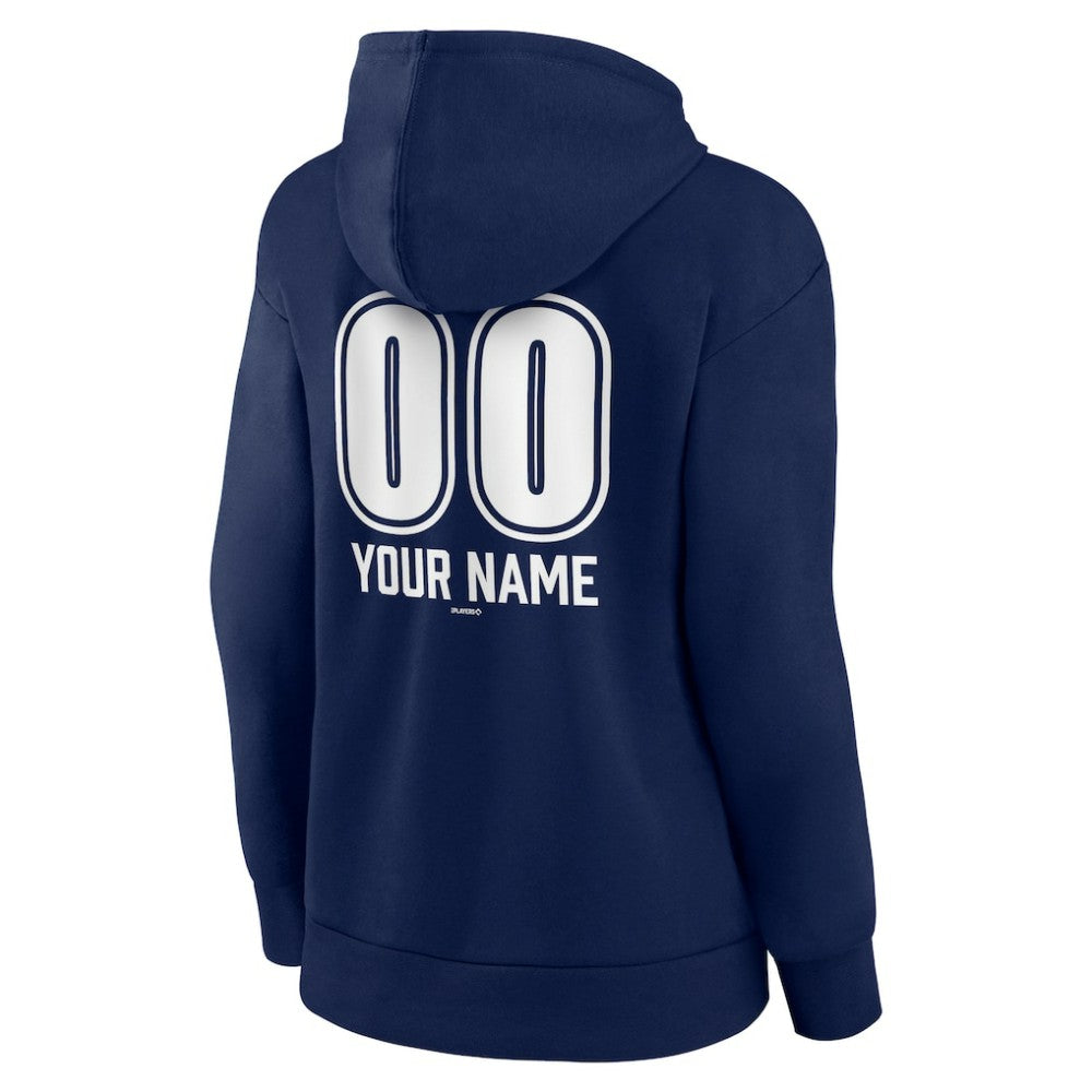 New York Yankees Women's Personalized Name & Number Fastball Pullover Hoodie Navy