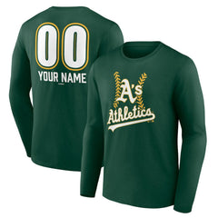 Athletics Personalized Name & Number Fastball Long Sleeve T-Shirt Green