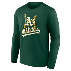 Athletics Personalized Name & Number Fastball Long Sleeve T-Shirt Green