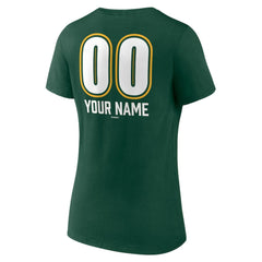 Athletics Women's Personalized Name & Number Fastball V-Neck T-Shirt Green