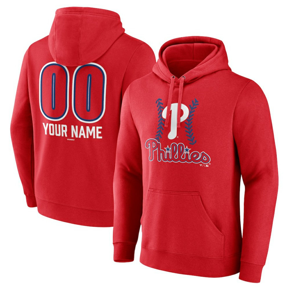 Philadelphia Phillies Personalized Name & Number Fastball Pullover Hoodie Red