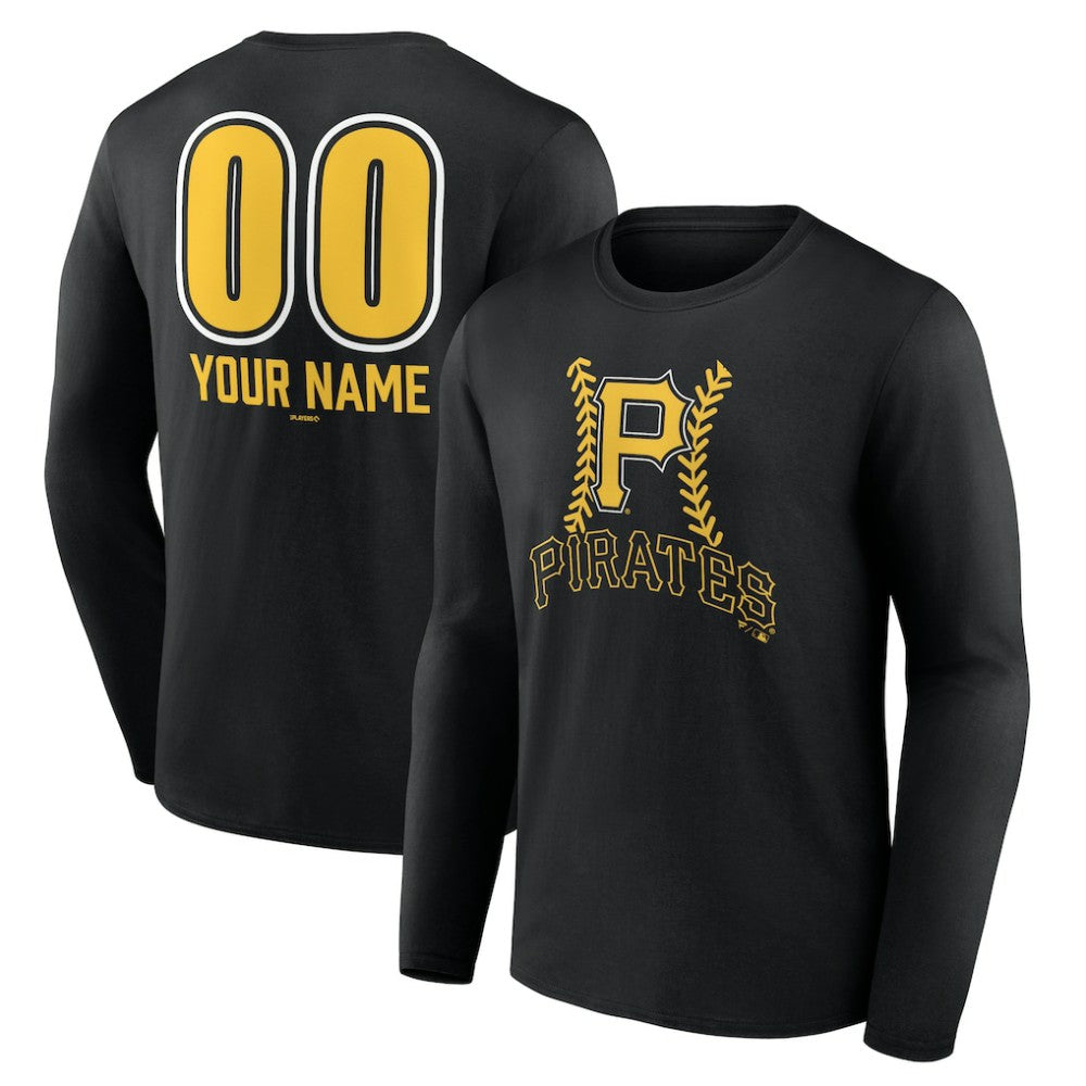 Pittsburgh Pirates Personalized Name & Number Fastball Long Sleeve T-Shirt Black