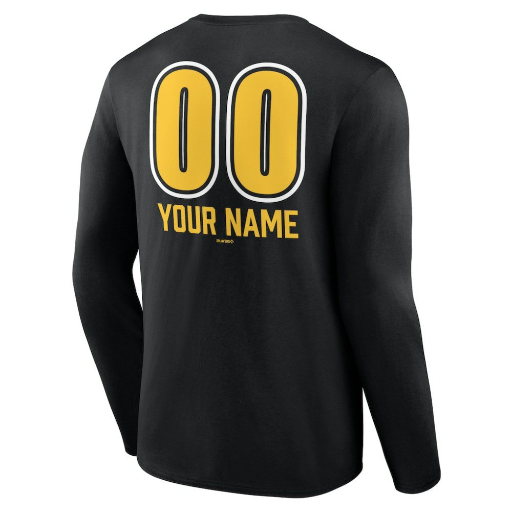 Pittsburgh Pirates Personalized Name & Number Fastball Long Sleeve T-Shirt Black