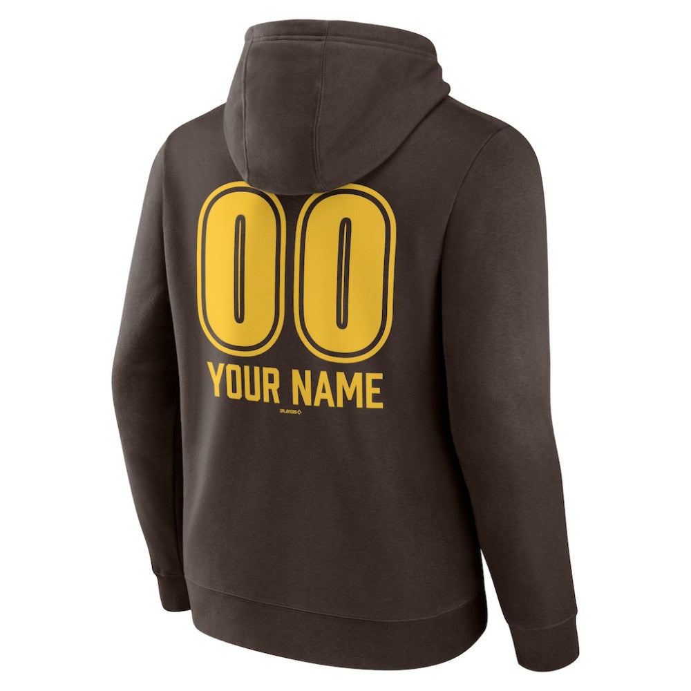 San Diego Padres Personalized Name & Number Fastball Pullover Hoodie Brown