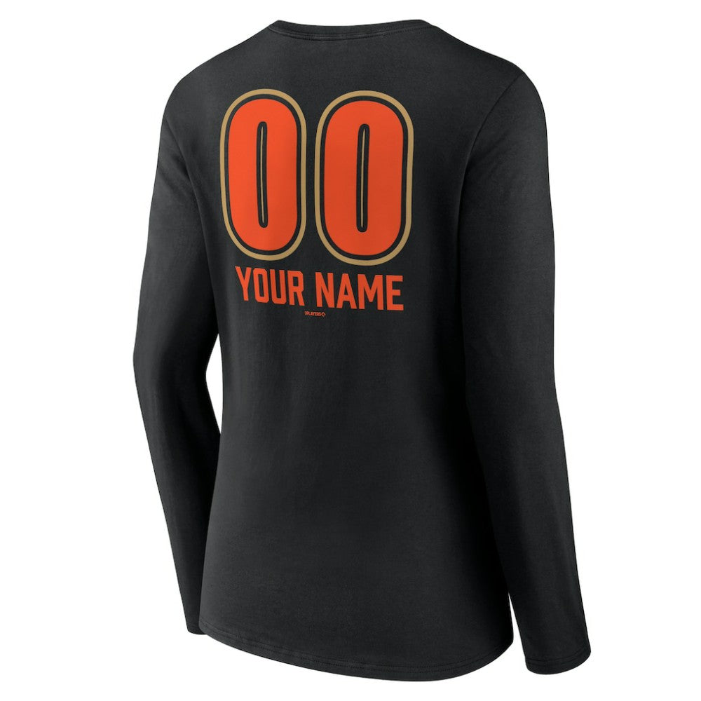 San Francisco Giants Women's Personalized Name & Number Fastball Long Sleeve V-Neck T-Shirt Black