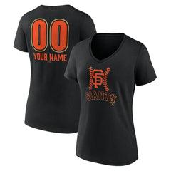 San Francisco Giants Women's Personalized Name & Number Fastball V-Neck T-Shirt Black