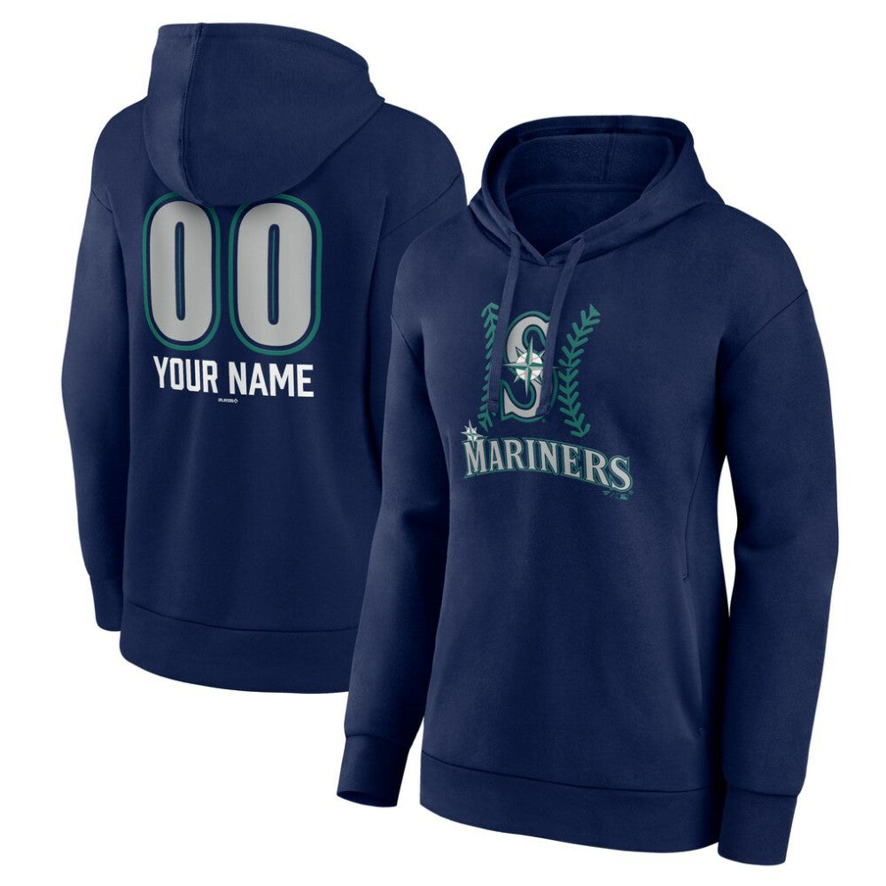 Seattle Mariners Women's Personalized Name & Number Fastball Pullover Hoodie Navy