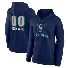 Seattle Mariners Women's Personalized Name & Number Fastball Pullover Hoodie Navy