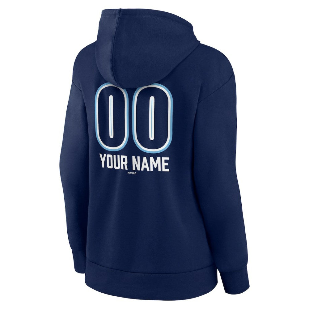 Tampa Bay Rays Women's Personalized Name & Number Fastball Pullover Hoodie Navy