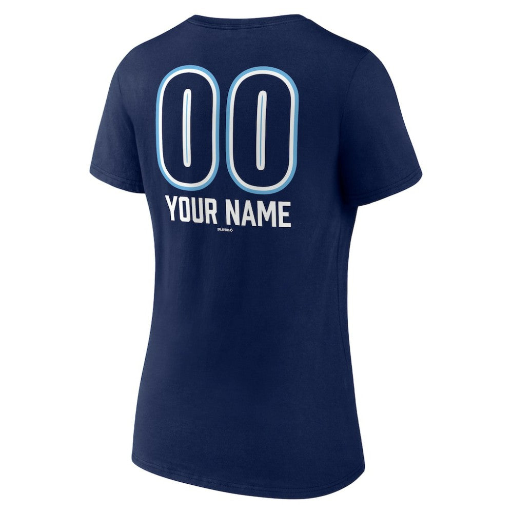 Tampa Bay Rays Women's Personalized Name & Number Fastball V-Neck T-Shirt Navy