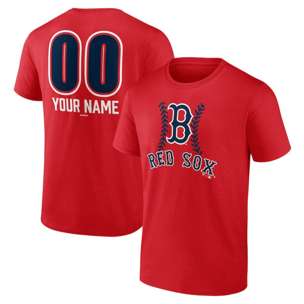 Boston Red Sox Personalized Name & Number Fastball T-Shirt Red