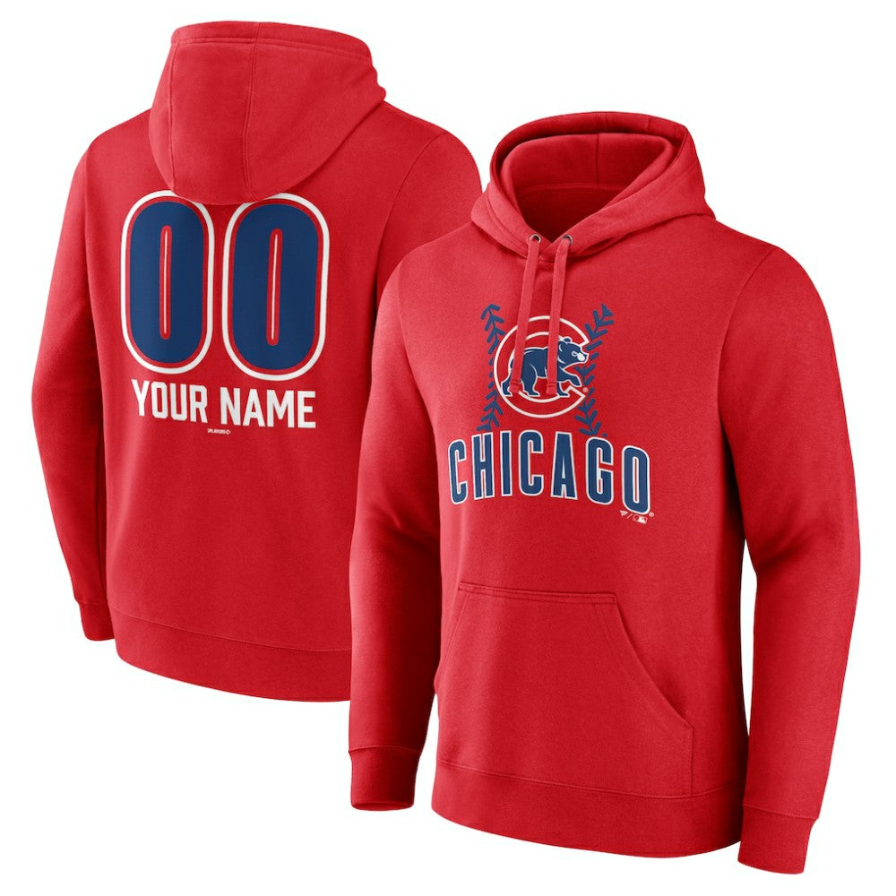 Chicago Cubs Personalized Name & Number Fastball Pullover Hoodie Red