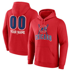 Chicago Cubs Personalized Name & Number Fastball Pullover Hoodie Red