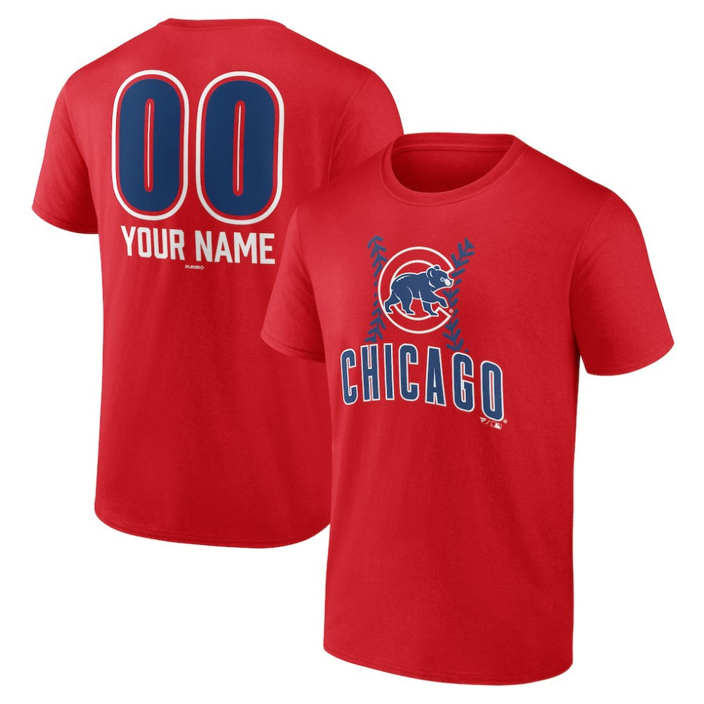 Chicago Cubs Personalized Name & Number Fastball T-Shirt Red