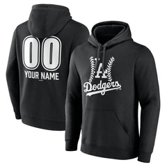 Los Angeles Dodgers Personalized Name & Number Fastball Pullover Hoodie Black