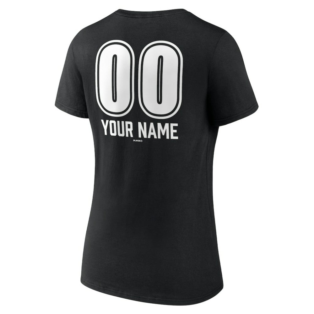 Los Angeles Dodgers Women's Personalized Name & Number Fastball V-Neck T-Shirt Black