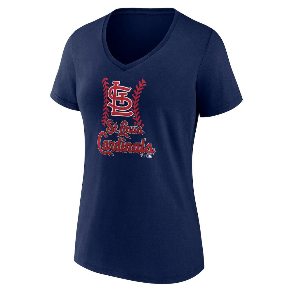 St. Louis Cardinals Women's Personalized Name & Number Fastball V-Neck T-Shirt Navy