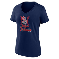 St. Louis Cardinals Women's Personalized Name & Number Fastball V-Neck T-Shirt Navy