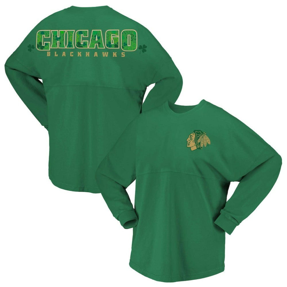 Chicago Blackhawks Fanatics Women's St. Patrick's Day Spirit Jersey T-Shirt Kelly Green