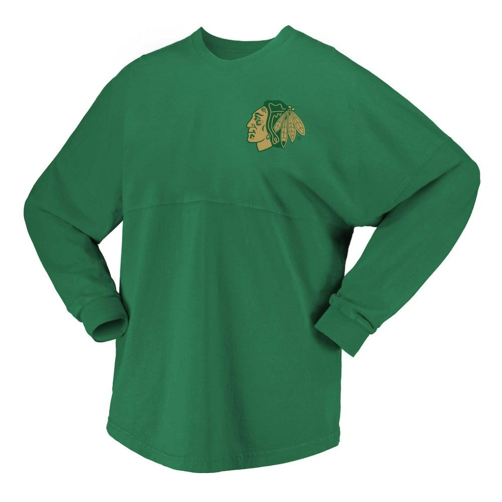 Chicago Blackhawks Fanatics Women's St. Patrick's Day Spirit Jersey T-Shirt Kelly Green