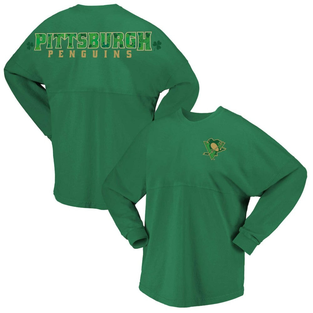 Pittsburgh Penguins Fanatics Women's St. Patrick's Day Spirit Jersey T-Shirt Kelly Green