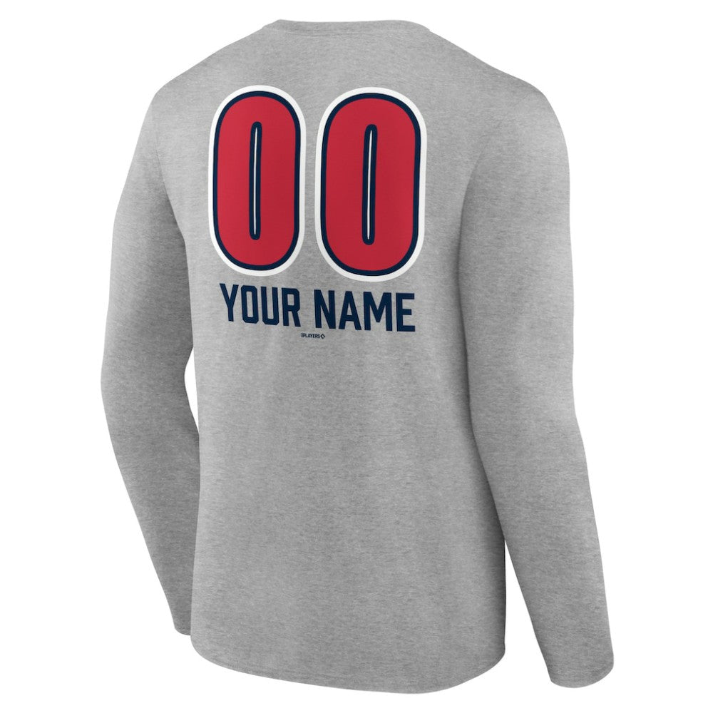Atlanta Braves Personalized Name & Number Fastball Long Sleeve T-Shirt Gray