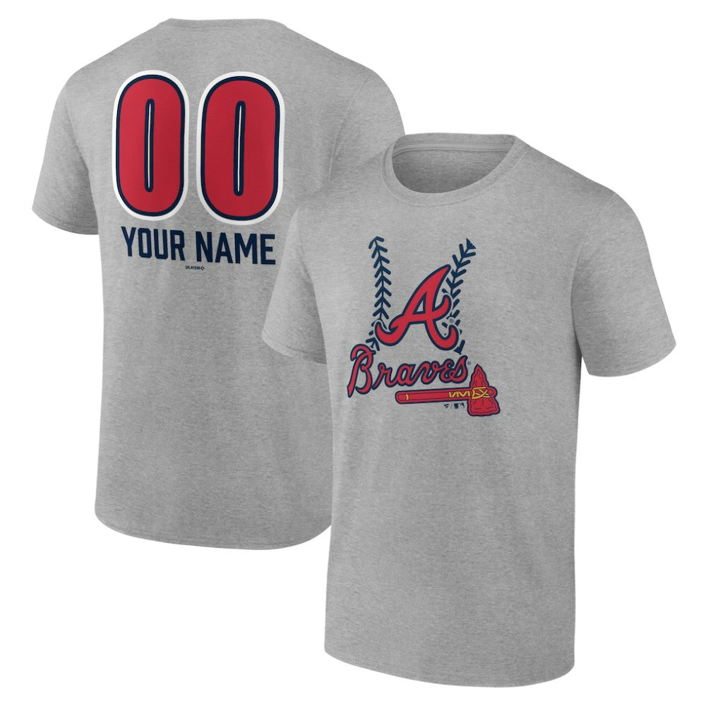 Atlanta Braves Personalized Name & Number Fastball T-Shirt Heather Gray