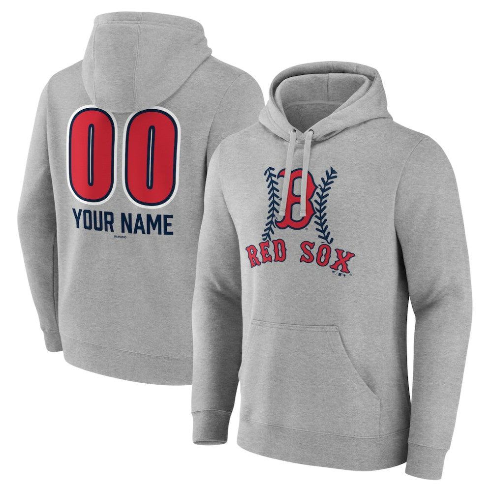 Boston Red Sox Personalized Name & Number Fastball Pullover Hoodie Gray