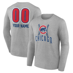 Chicago Cubs Personalized Name & Number Fastball Long Sleeve T-Shirt Gray