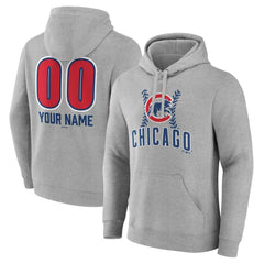 Chicago Cubs Personalized Name & Number Fastball Pullover Hoodie Gray