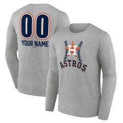 Houston Astros Personalized Name & Number Fastball Long Sleeve T-Shirt Gray