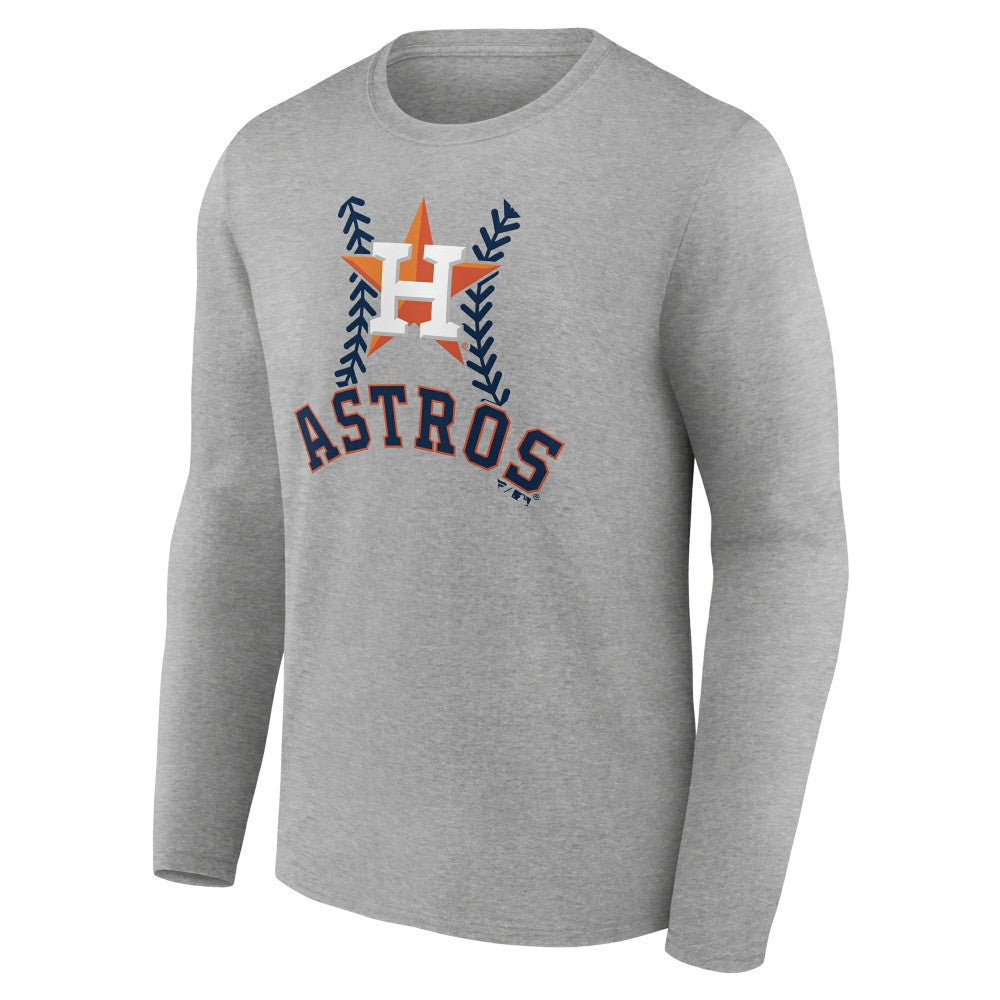 Houston Astros Personalized Name & Number Fastball Long Sleeve T-Shirt Gray