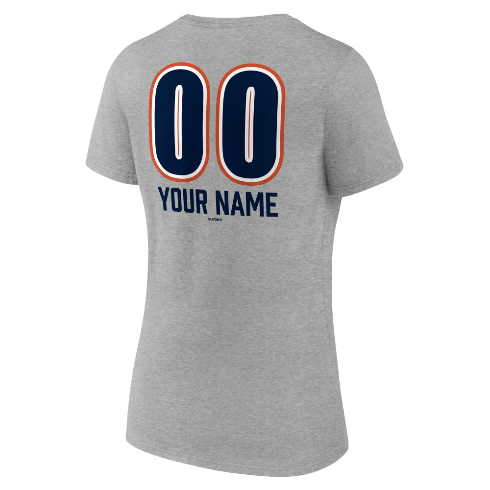 Houston Astros Women's Personalized Name & Number Fastball V-Neck T-Shirt Gray