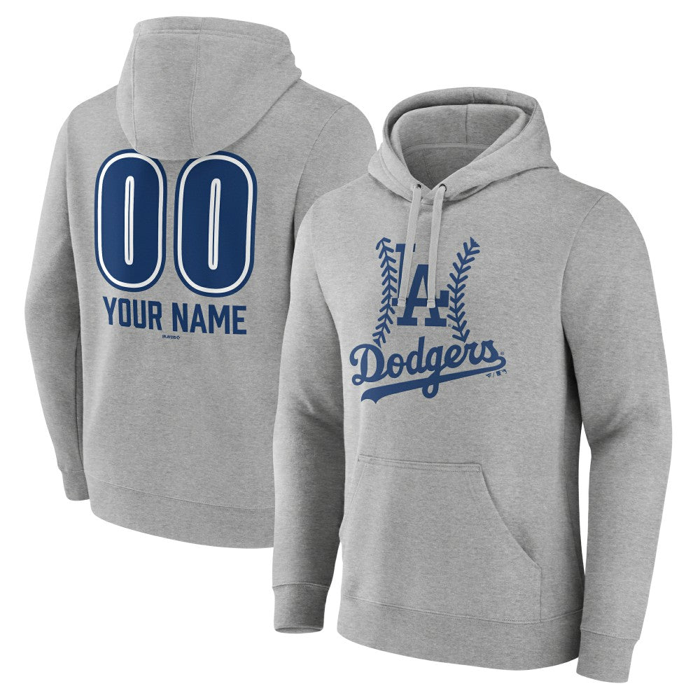 Los Angeles Dodgers Personalized Name & Number Fastball Pullover Hoodie Gray