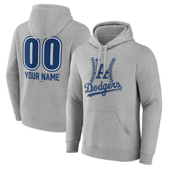 Los Angeles Dodgers Personalized Name & Number Fastball Pullover Hoodie Gray