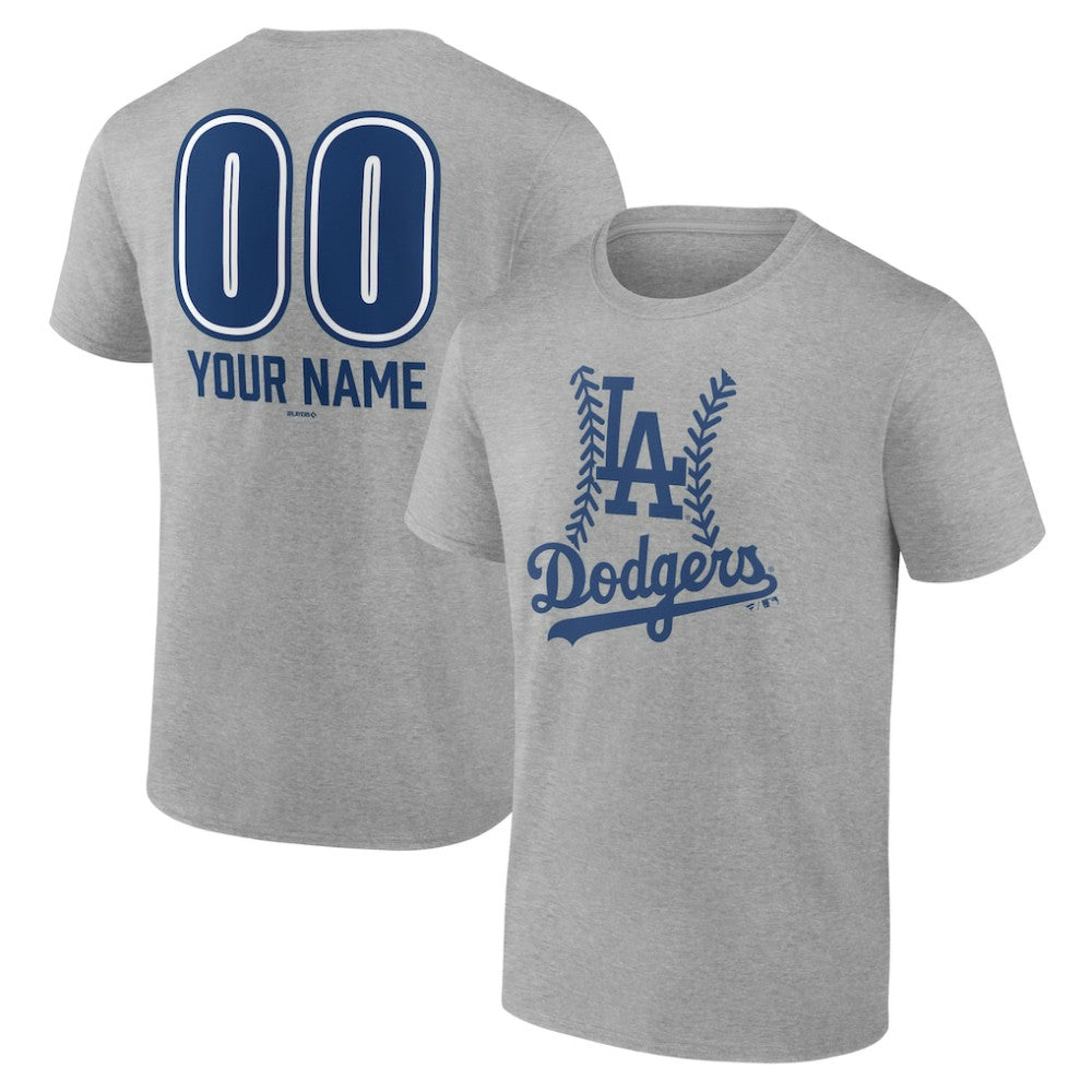 Los Angeles Dodgers Personalized Name & Number Fastball T-Shirt Heather Gray