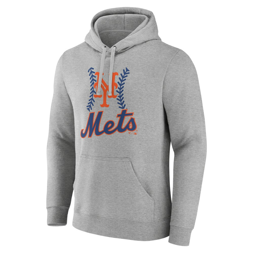 New York Mets Personalized Name & Number Fastball Pullover Hoodie Gray